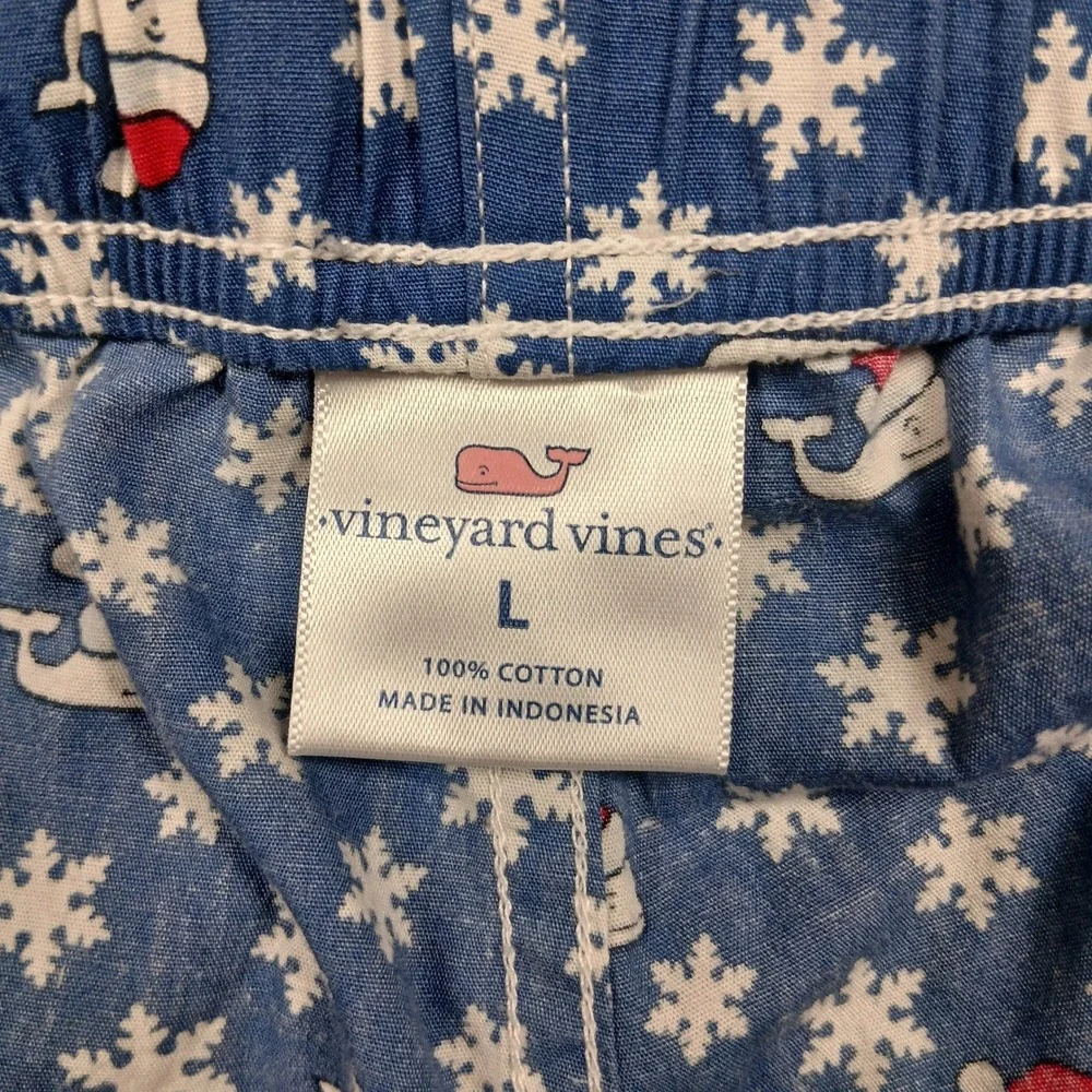 Vineyard Vines Pajama‎ Pants Men's L Blue Snowflake Print Cotton Lounge